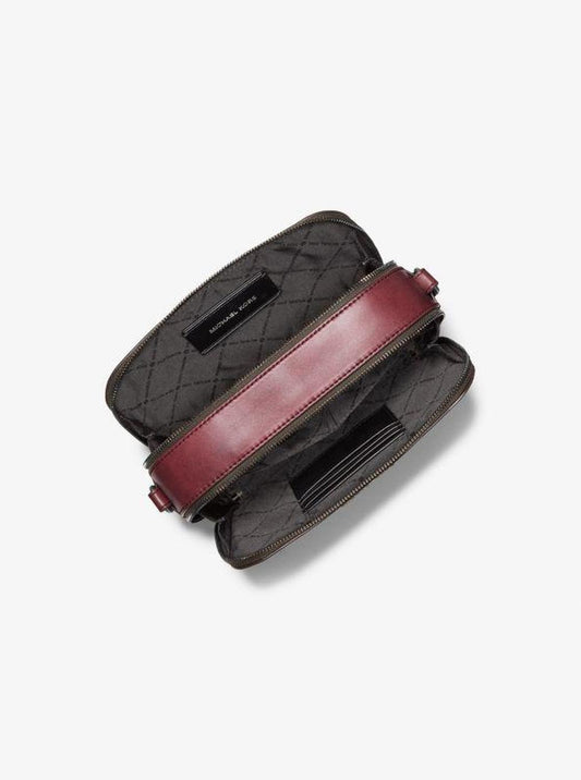 Hudson Logo Embossed Burnished Leather Crossbody Bag