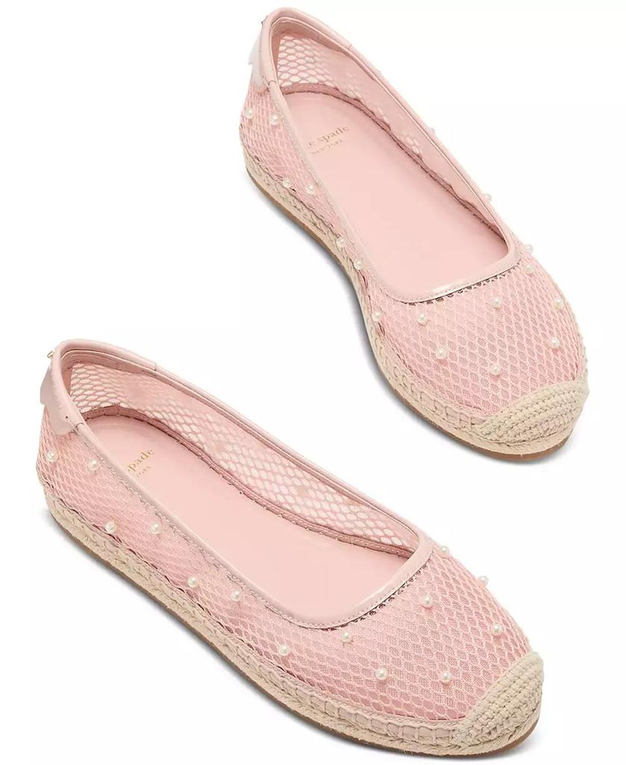 Women's Pearl Fishnet Espadrille Flats