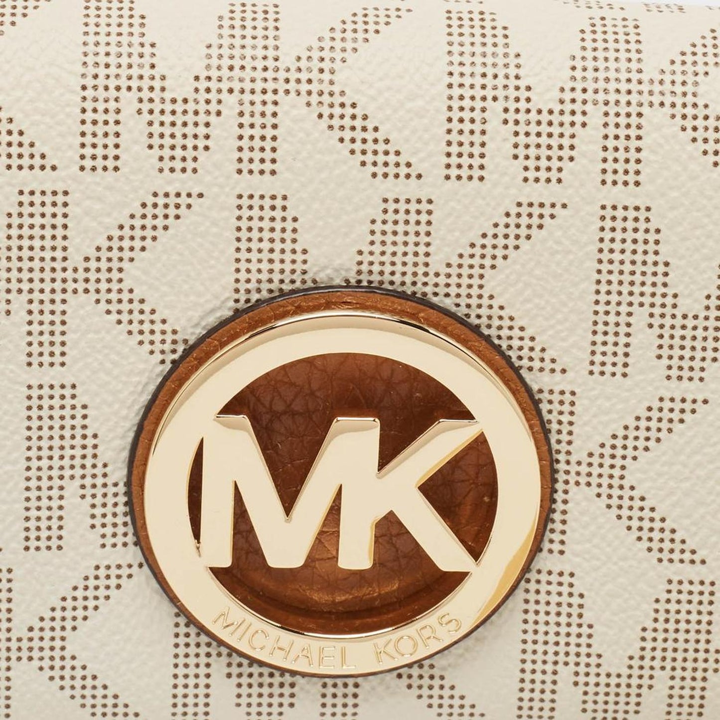 Michael Kors White/brown Signature Coated Canvas And Leather Fulton Continental Wallet