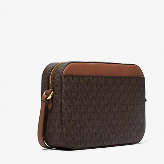 Jet Set Large Logo Crossbody Bag In Brown