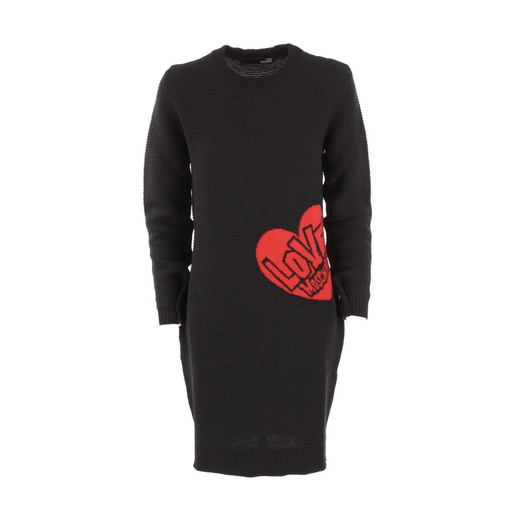 love moschino knit dress Patterned knitted cotton mini dress