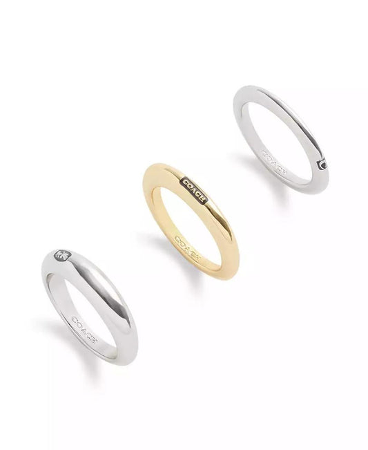 Two-Tone Signature Hallmark Tubular Band Ring Set