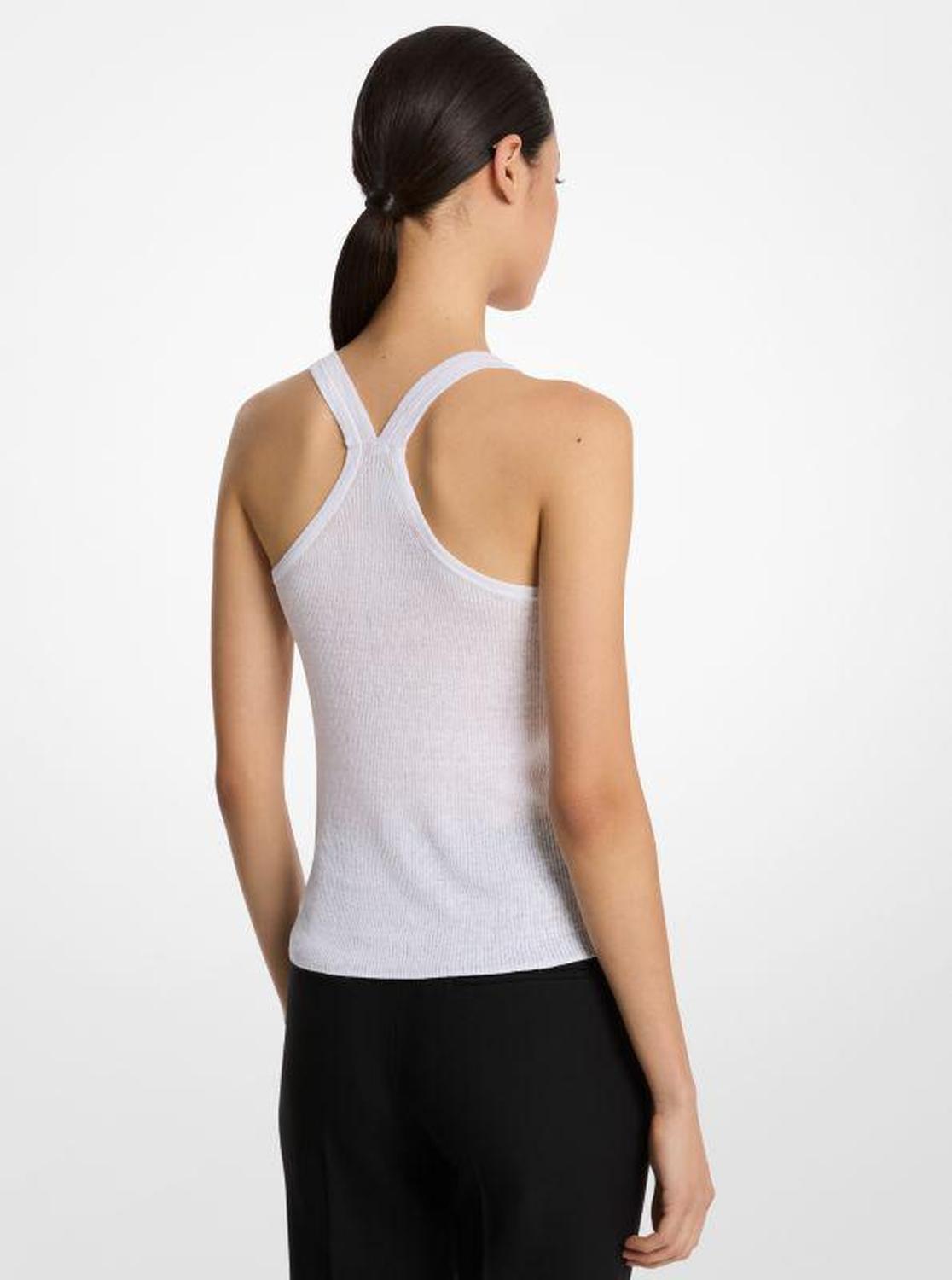 Ribbed Superfine Linen and Cotton Blend Tank Top
