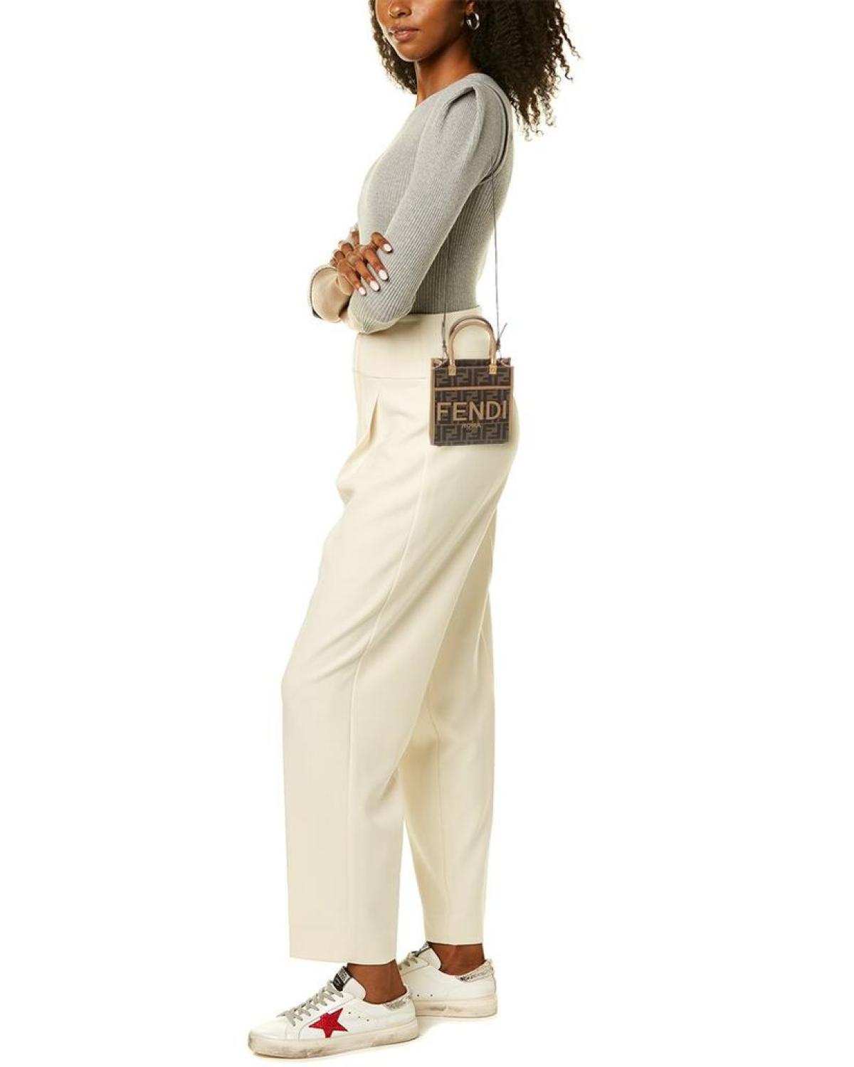 FENDI Sunshine Mini FF Jacquard & Leather Tote