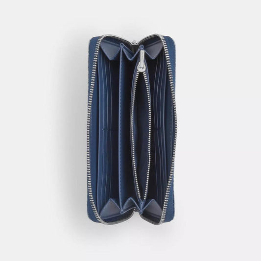 Long Zip Around Wallet In Denim