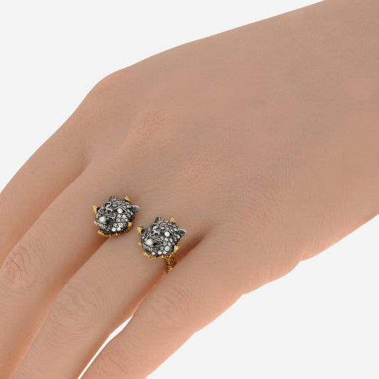 Gucci Le Marche Des Merveilles 18K Yellow Gold And Sterling Silver, Diamond And Mother Of Pearl Statement Ring Sz. 5.75 Ybc460834001011