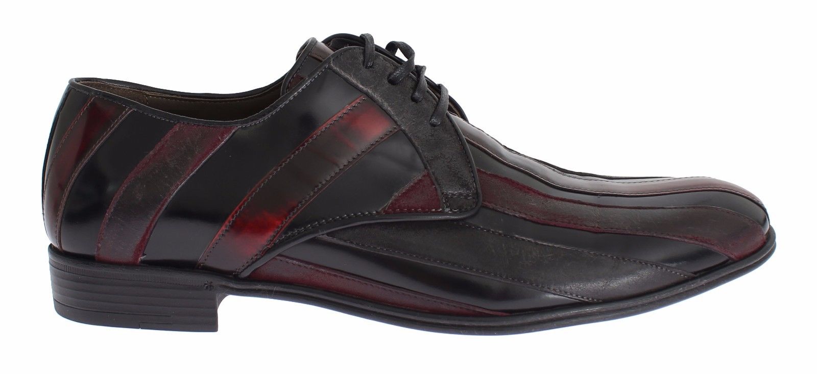 Dolce & Gabbana Elegant Black Bordeaux Striped Leather Dress Shoes Dolce & Gabbana Elegant Black Bordeaux Striped Leather Dress Shoes