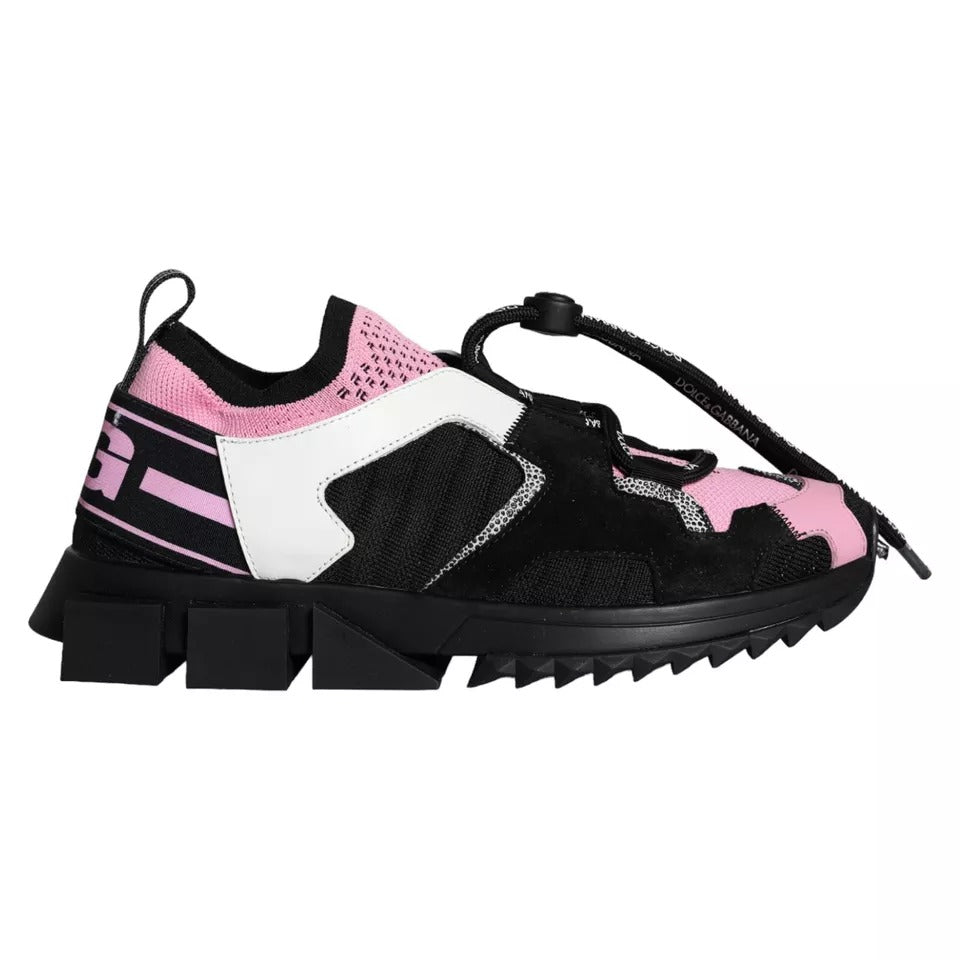 Dolce Gabbana Black Pink Mesh Sorrento Trekking Sneakers Shoes