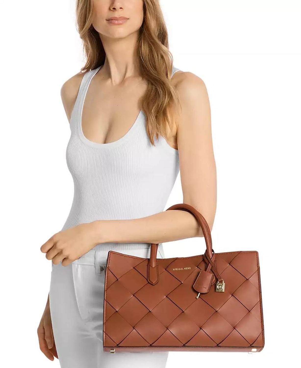 Scarlett Medium Woven Leather East West Satchel
