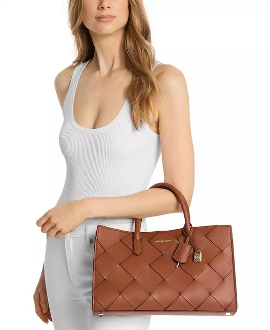 Scarlett Medium Woven Leather East West Satchel