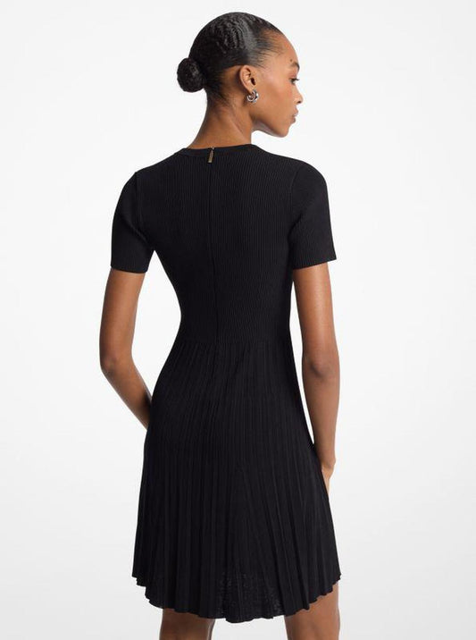 Ribbed Knit Short-Sleeve Dress