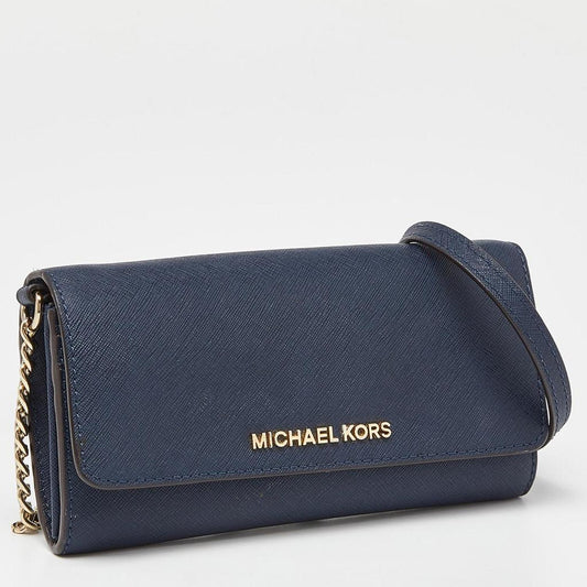 Michael Kors Leather Jet Set Travel Wallet On Chain