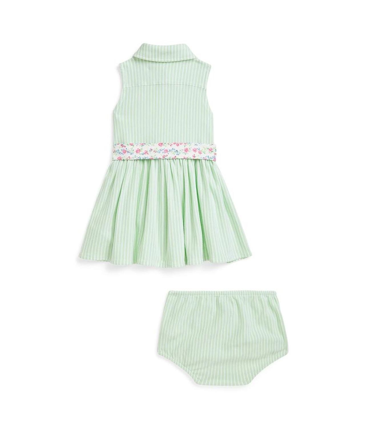 Striped Knit Oxford Shirtdress & Bloomer (Infant)