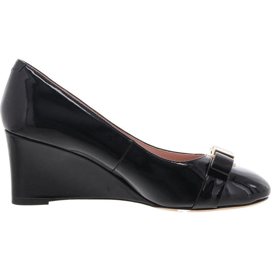 Womens Patent Leather Bow Wedge Heels