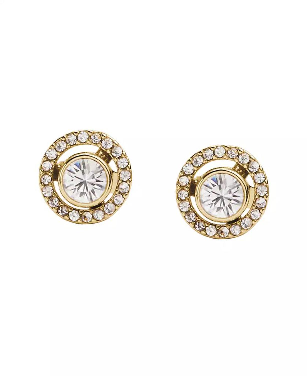 Faux Stone Pavé Halo Stud Earrings