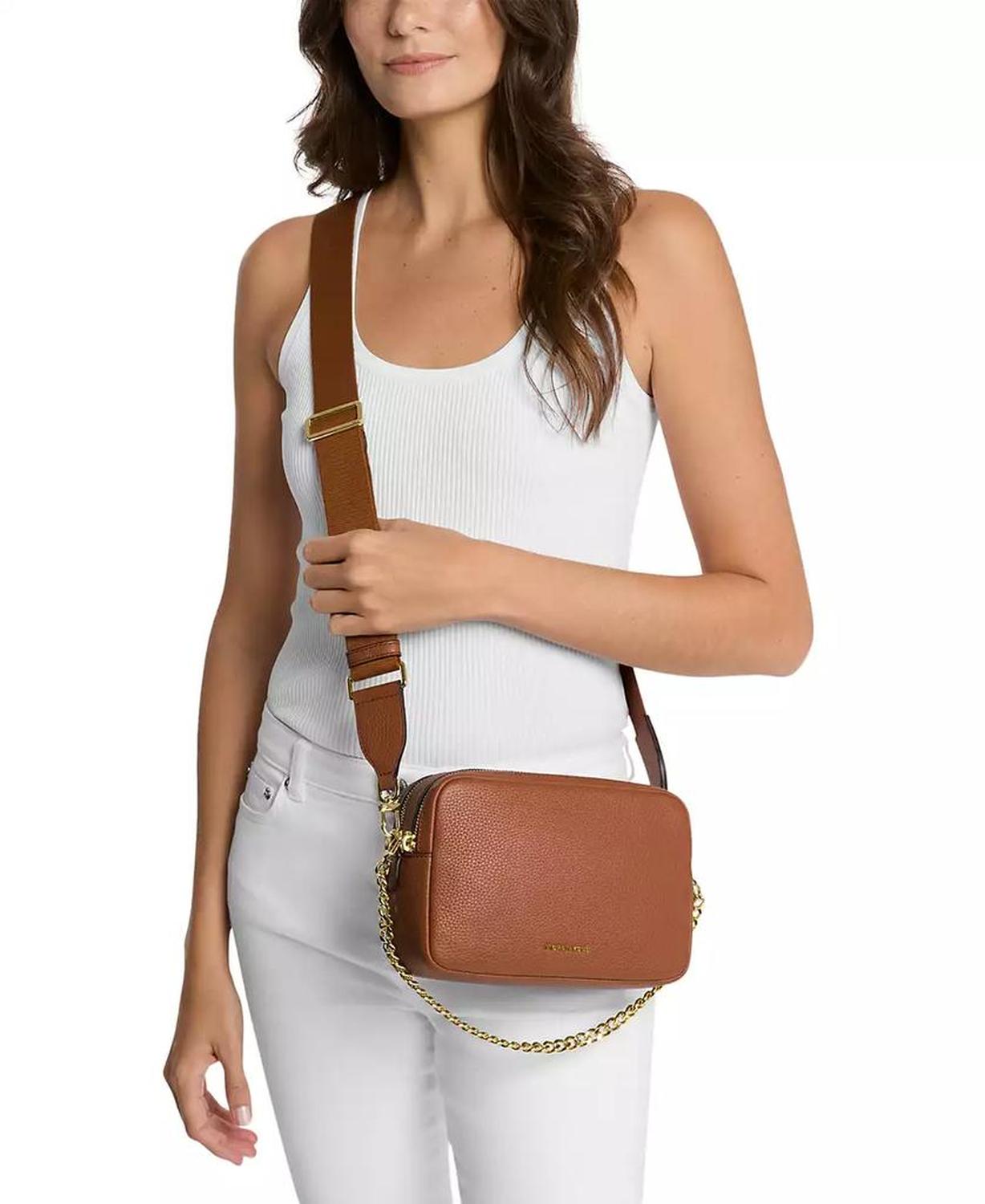 Bryant Medium Leather Double Zip Chain Camera Crossbody