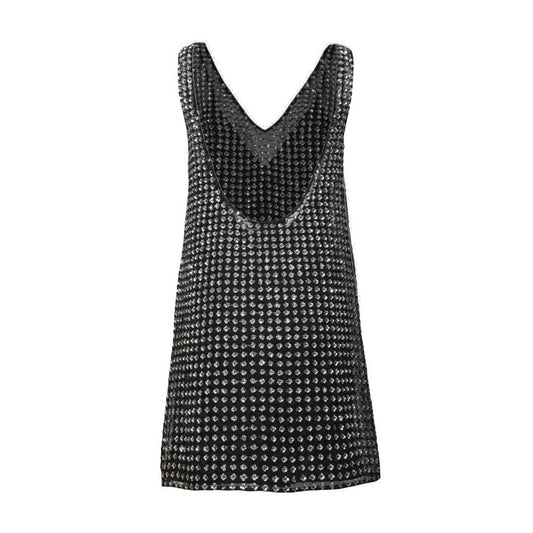 Silk Organza Mini Dress With Floral Sequins