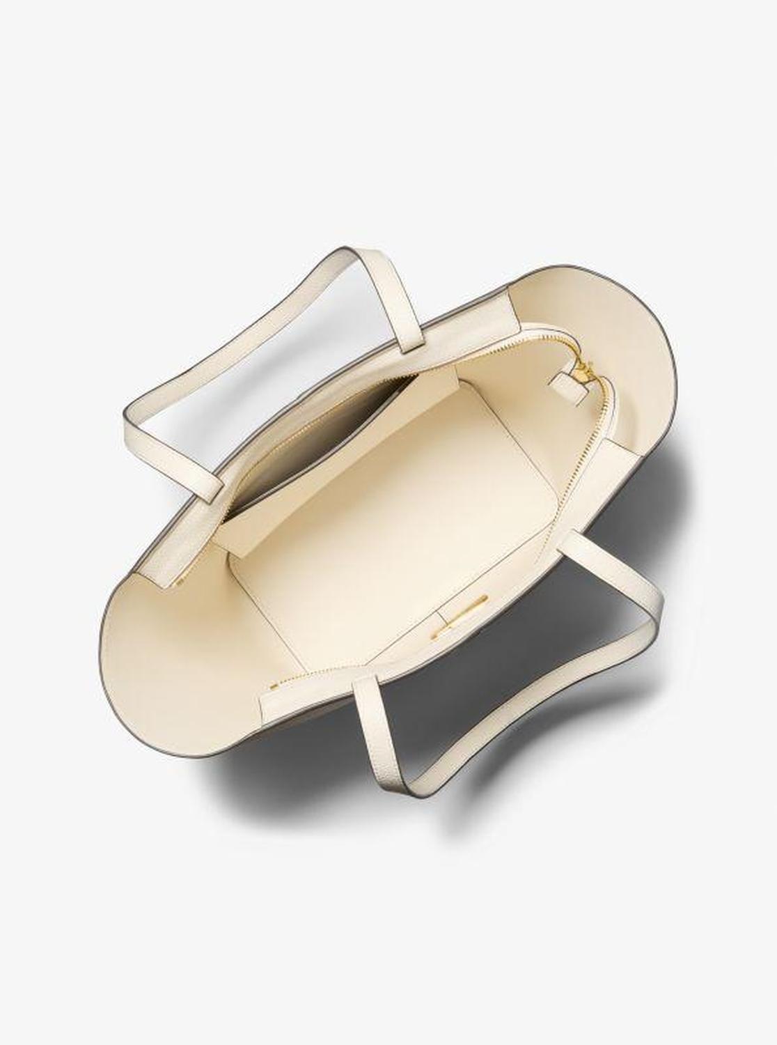 Flora Large Signature Logo and Leather Tote Bag