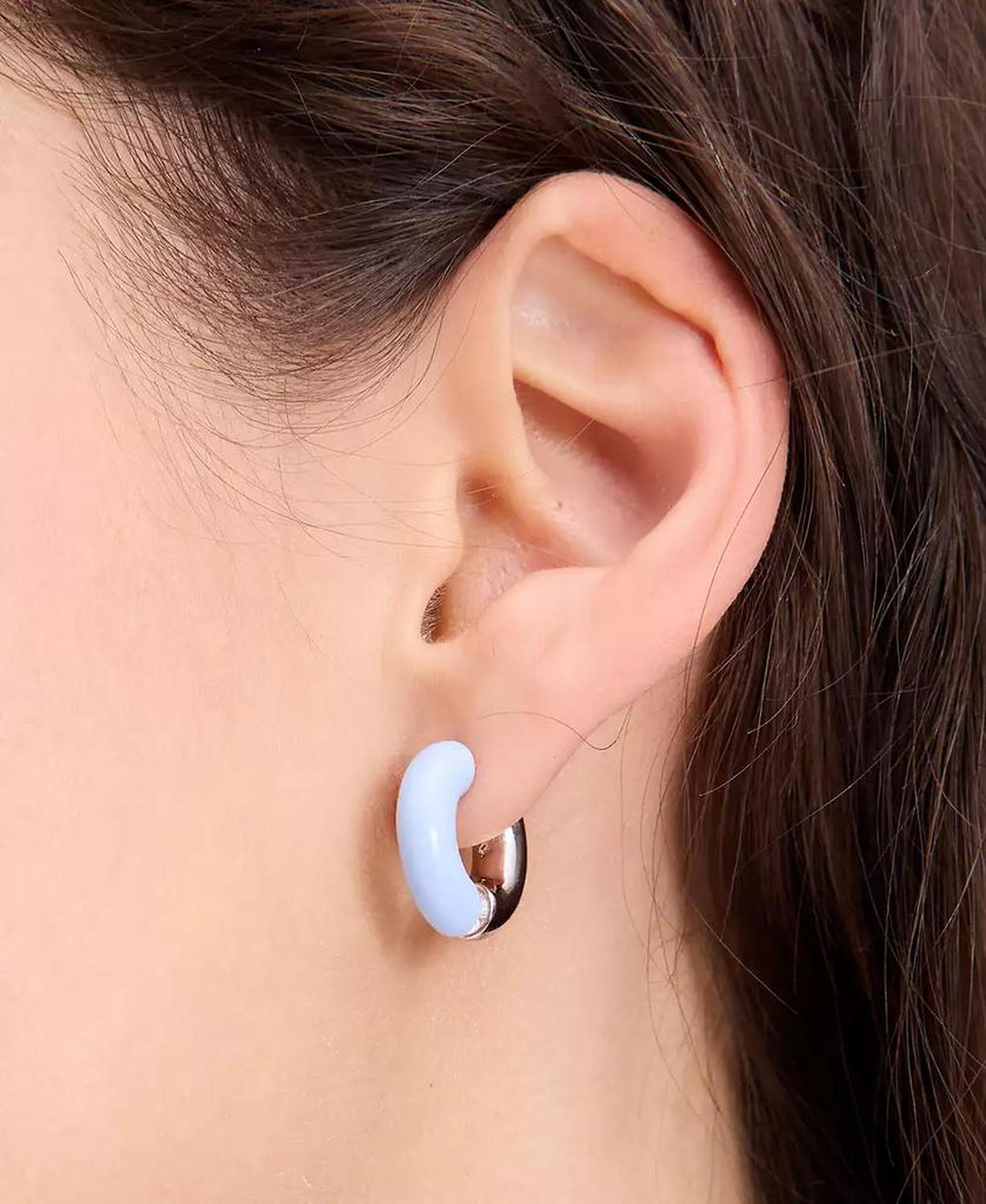 Small Crystal Hoop Earrings, 0.65"