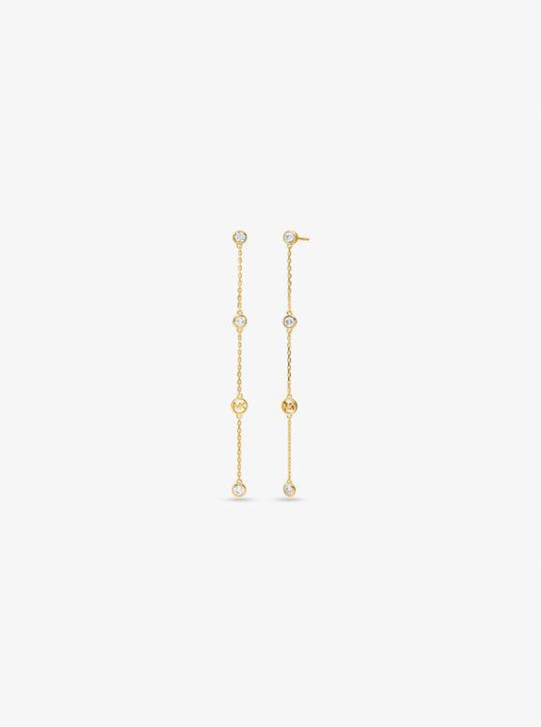 Precious Metal-Plated Sterling Silver Cubic Zirconia Drop Earrings