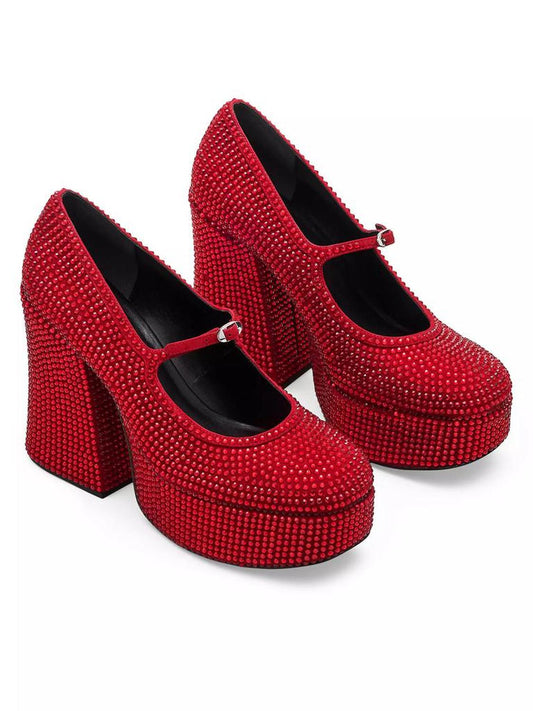 Kiki Crystal-Embellished Suede Mary Jane Platform Pumps