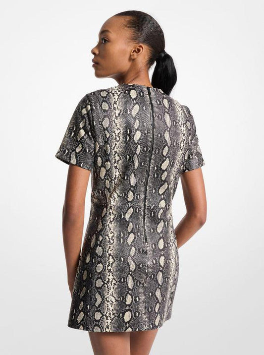 Snake Embossed Leather Mini Dress