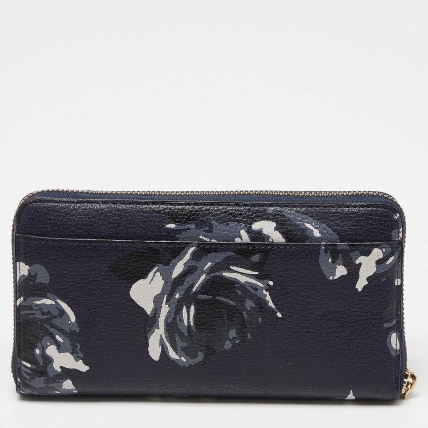 Kate Spade Blue Floral Print Leather Zip Around Wallet