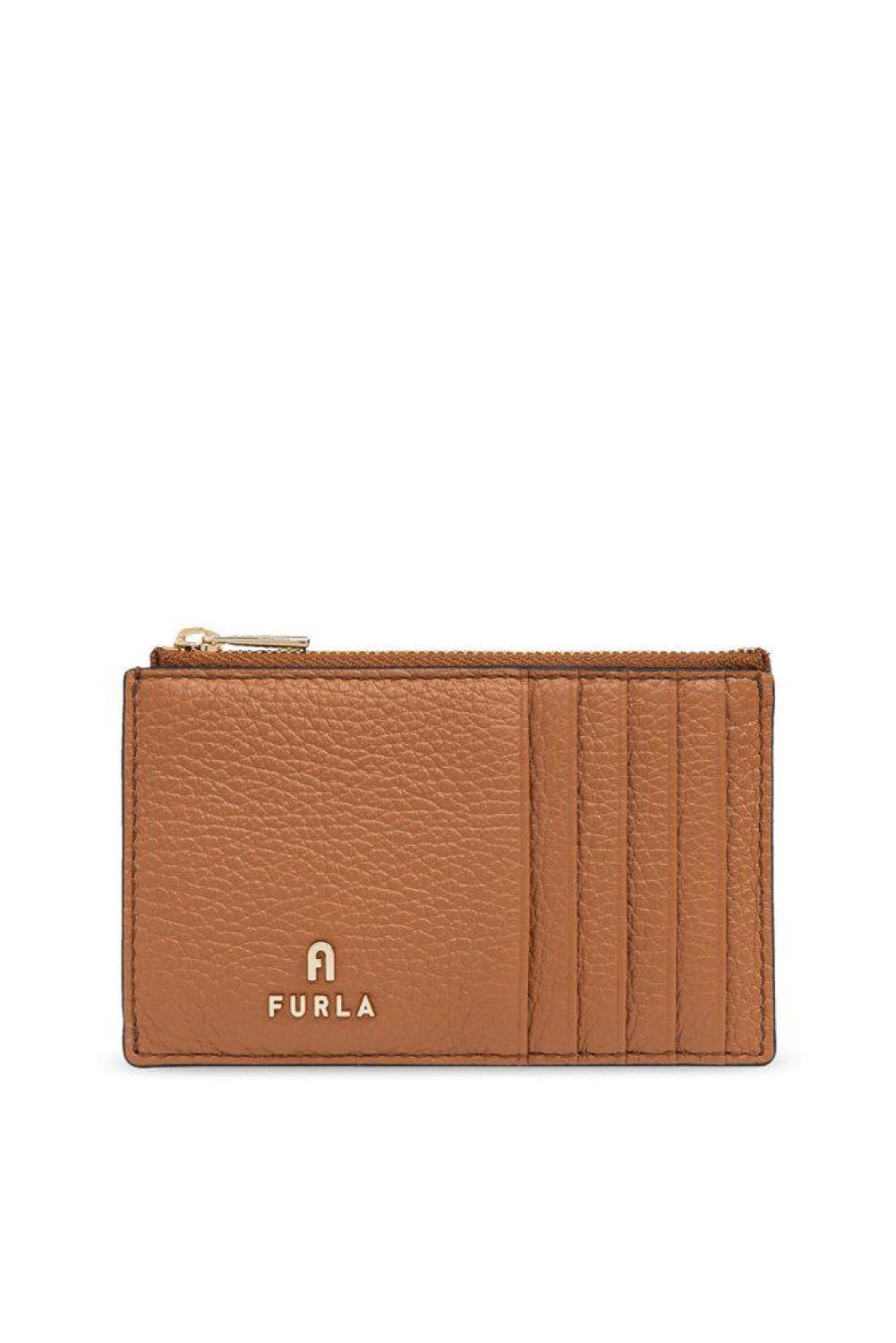 Furla Camelia Logo Plaque Zip-Up Medium Card Case