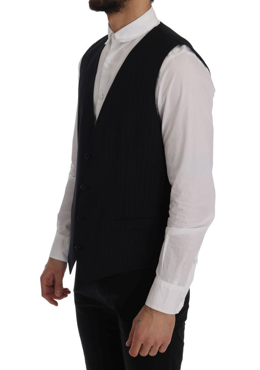 Dolce & Gabbana Elegant Blue Striped Waistcoat Vest