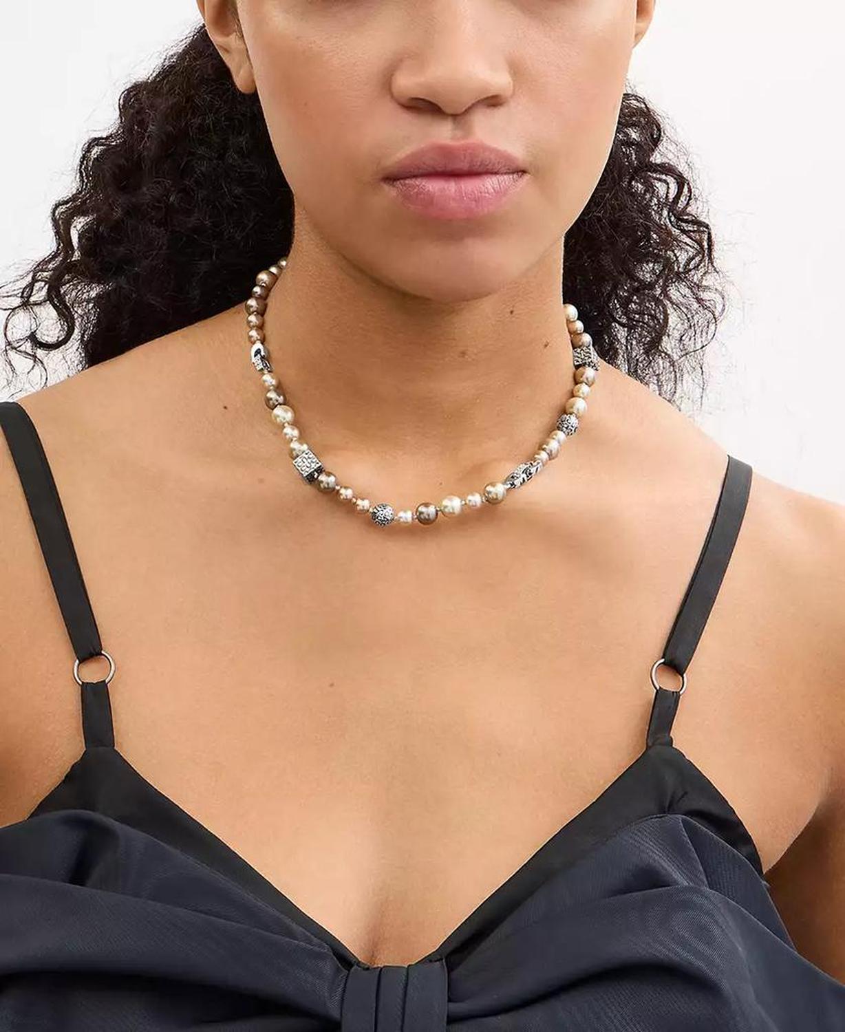 Faux Stone Signature Mixed Cultivated Pearl Collar Necklace