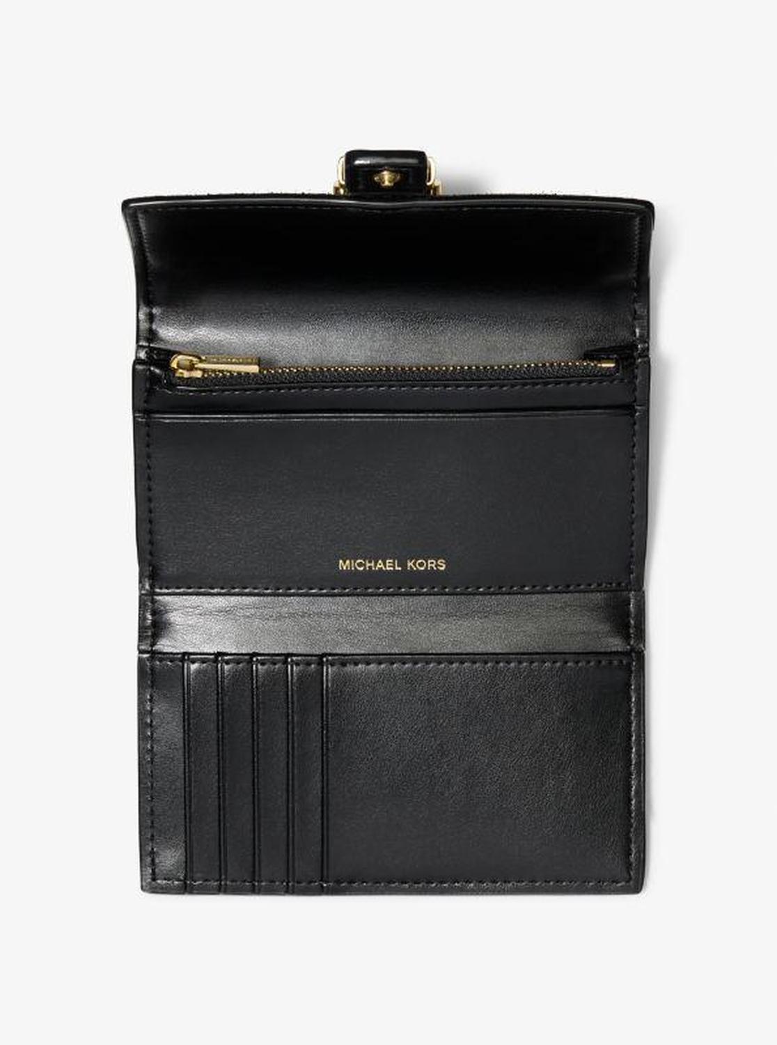 Nolita Medium Leopard Print Calf Hair and Leather Tri-Fold Wallet