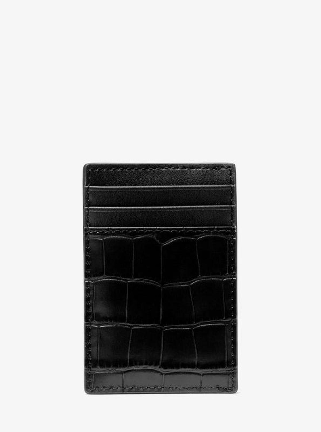 Hudson Crocodile-Embossed Leather Card Case