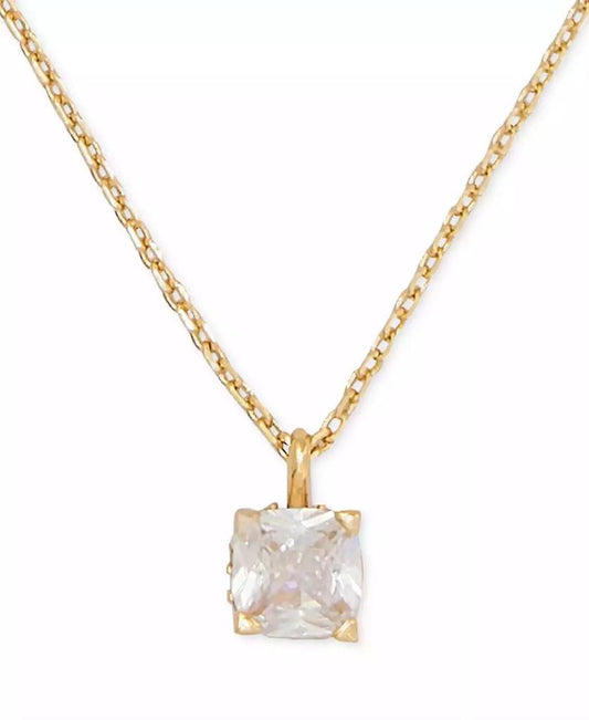 Cubic Zirconia Square Pendant Necklace, 16" + 3" extender