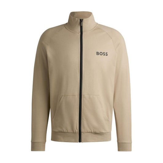 Cotton-terry zip-up jacket with logo print