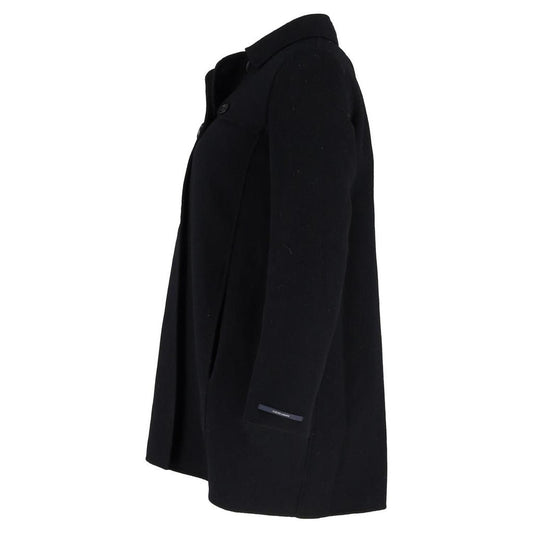 Double-Breasted Peacoat in Black Wool
