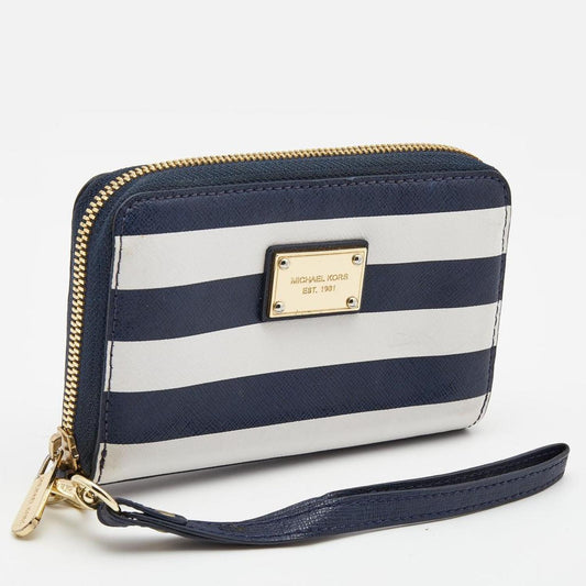 Michael Kors Leather Striped Zip Around Wallet