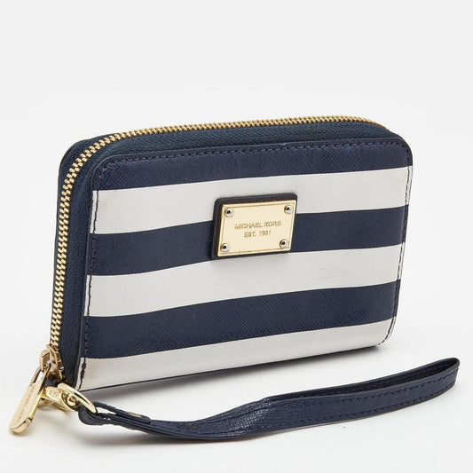 Michael Kors Leather Striped Zip Around Wallet