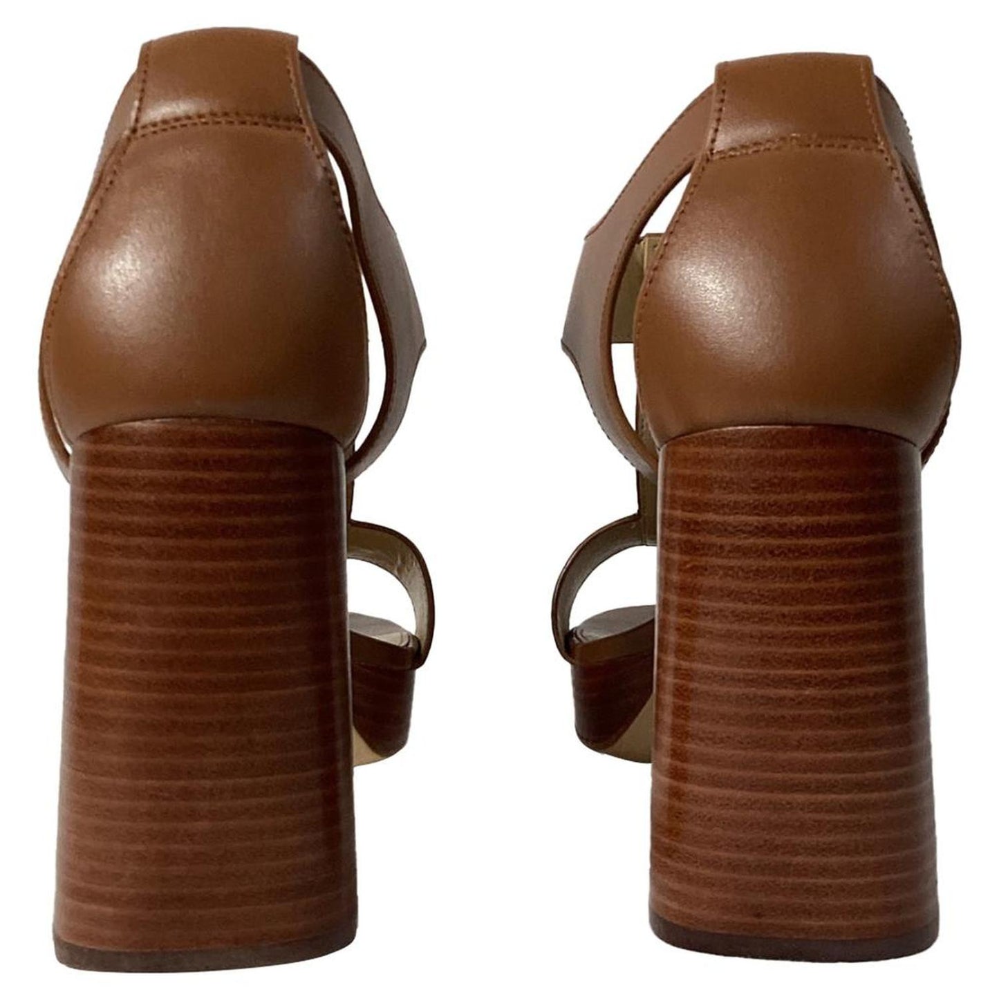 Berkley Block-Heel Sandals in Luggage Brown Leather
