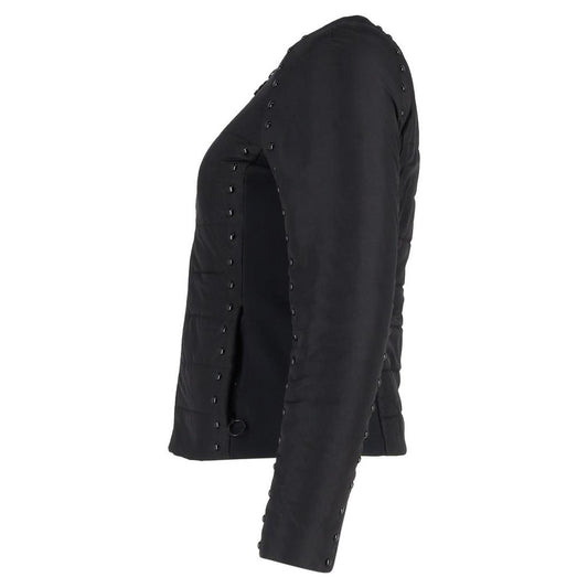 Quilted Jacket with Studs in Black Nylon
