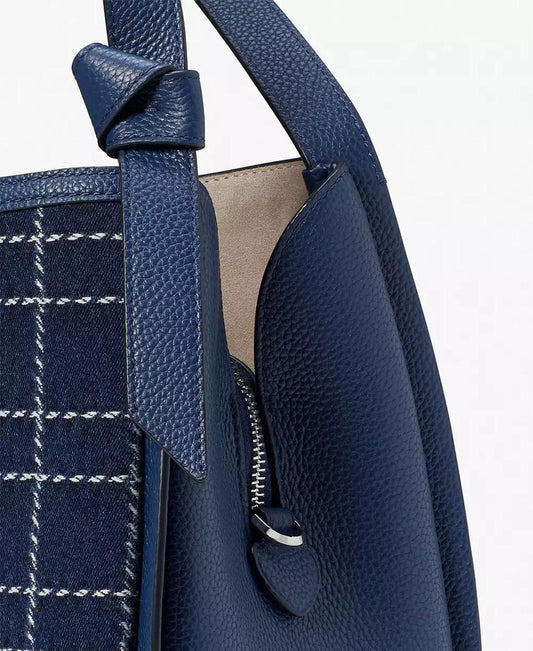 Knott Denim Check Crossbody Tote