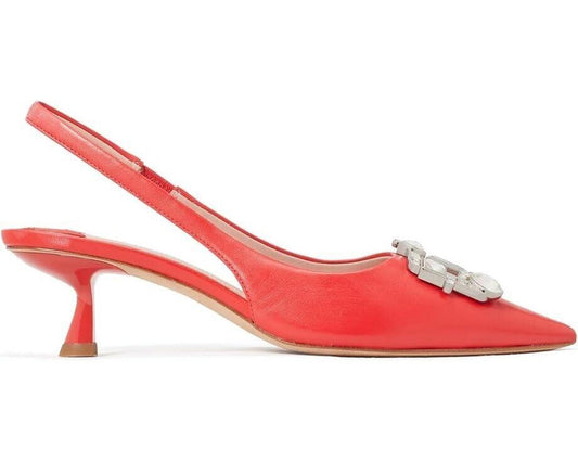 Renata Pump Women's US 7 Red Slingback Kitten Heels ZPO2577