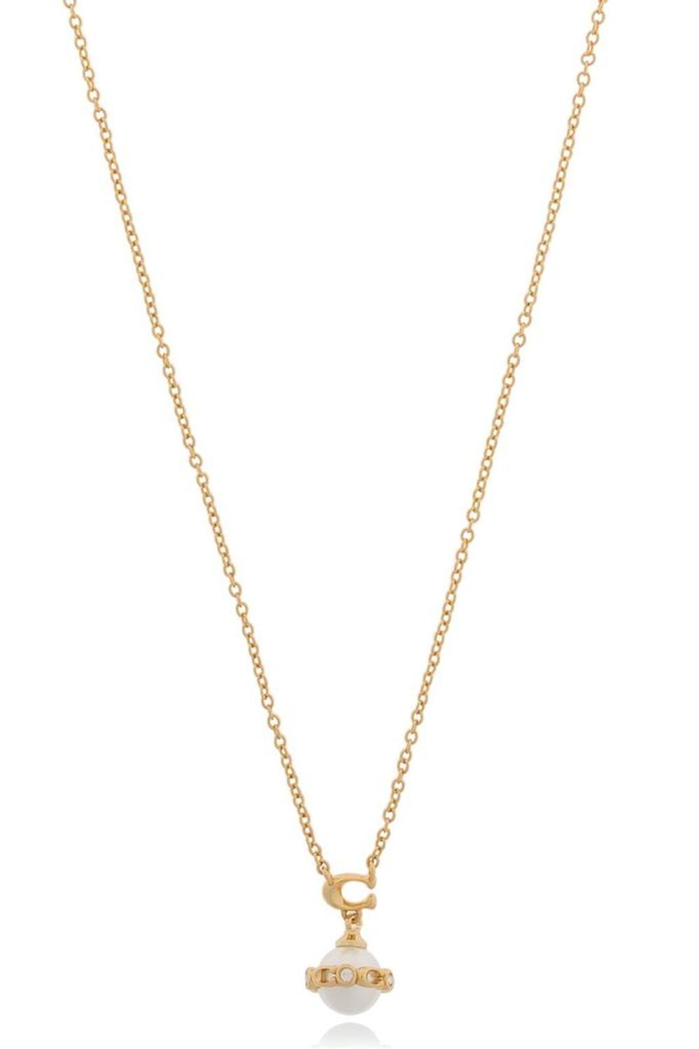 Coach Embellished Pendant Chain-Linked Necklace