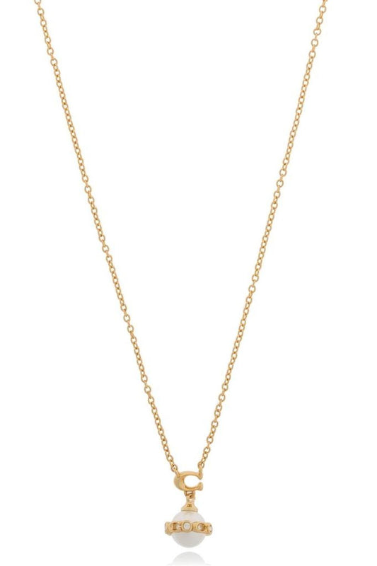 Coach Embellished Pendant Chain-Linked Necklace