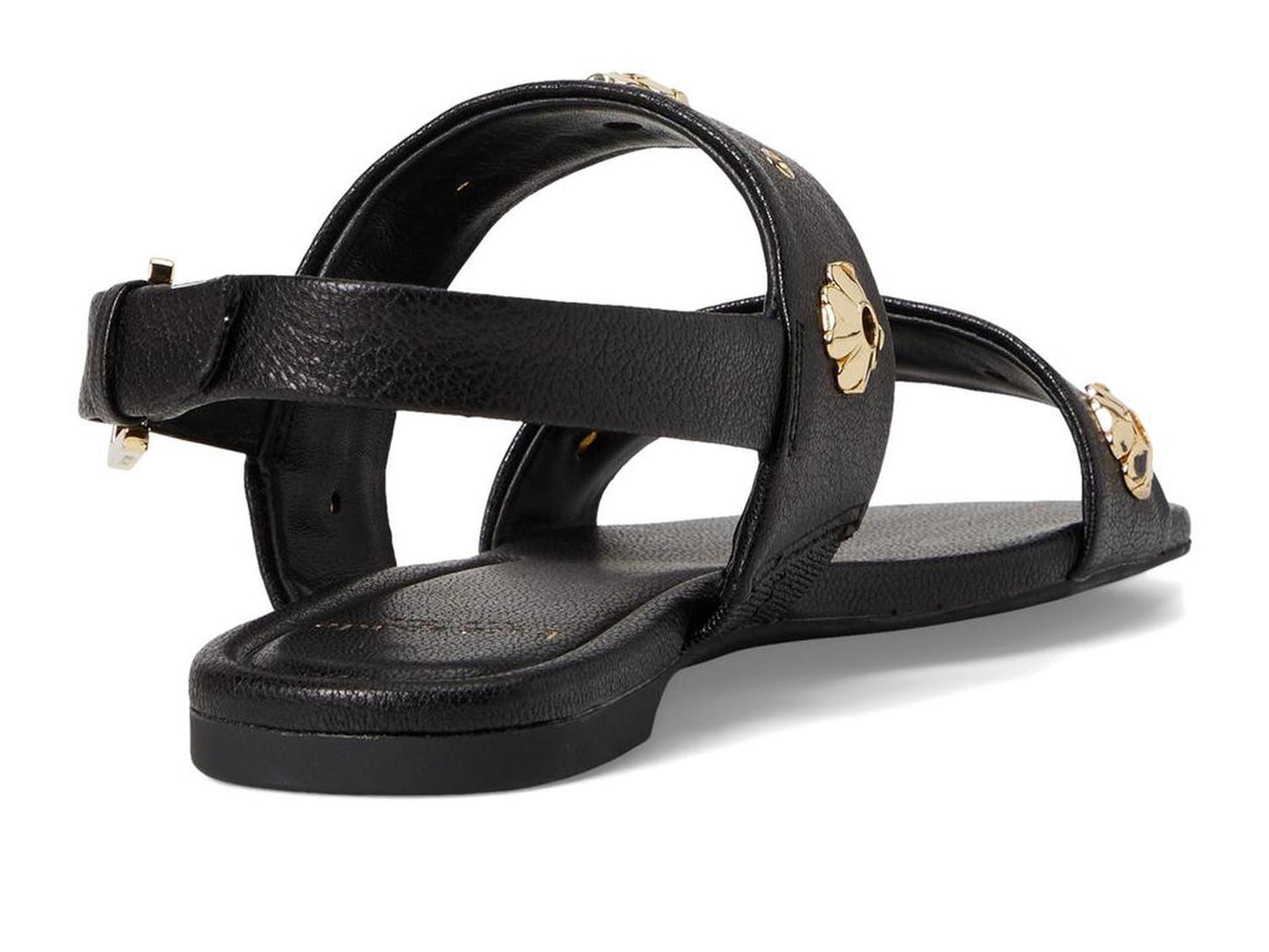 Spade Flower Stud Pebbled Leather Flat Sandal