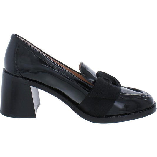 LEANDRA Womens Block Heel Leather Loafers