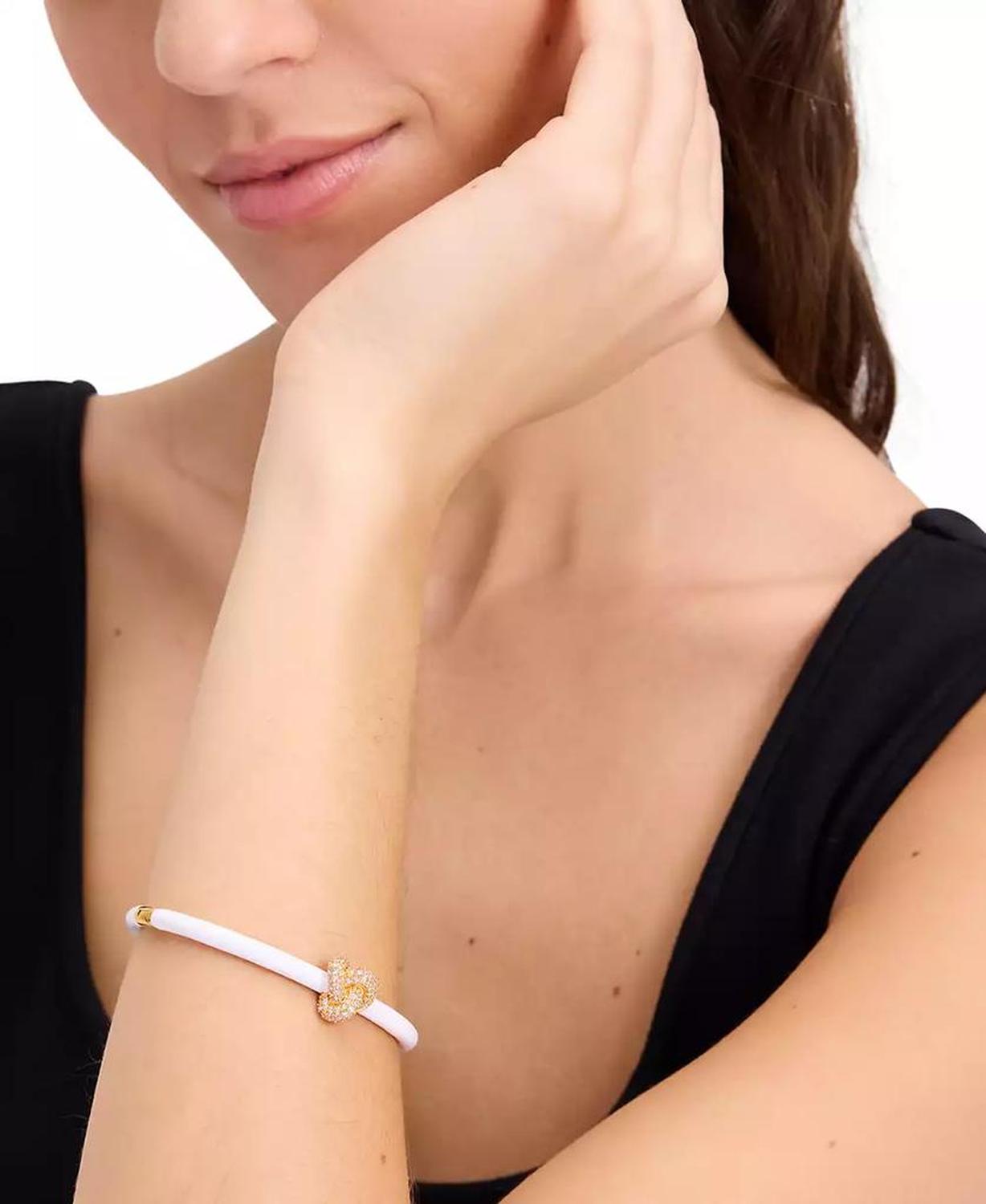 Gold-Tone Pavé Double Knot Bangle Bracelet