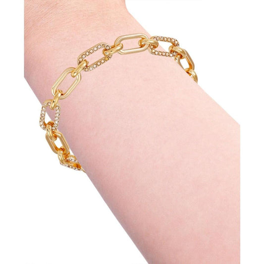 Gold-Tone Crystal Link Toggle Bracelet