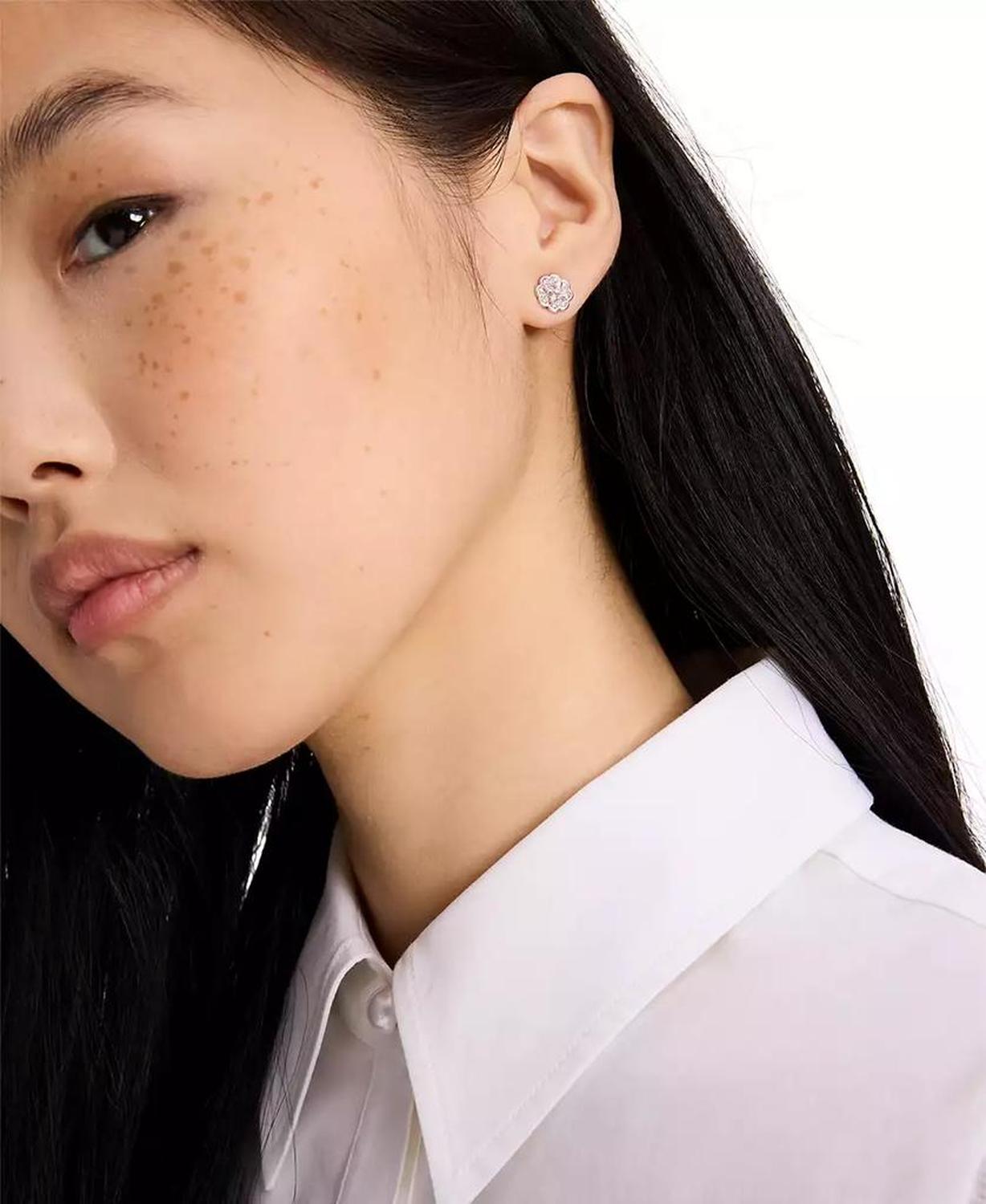 Silver-Tone Heritage Bloom Mini Stud Earrings