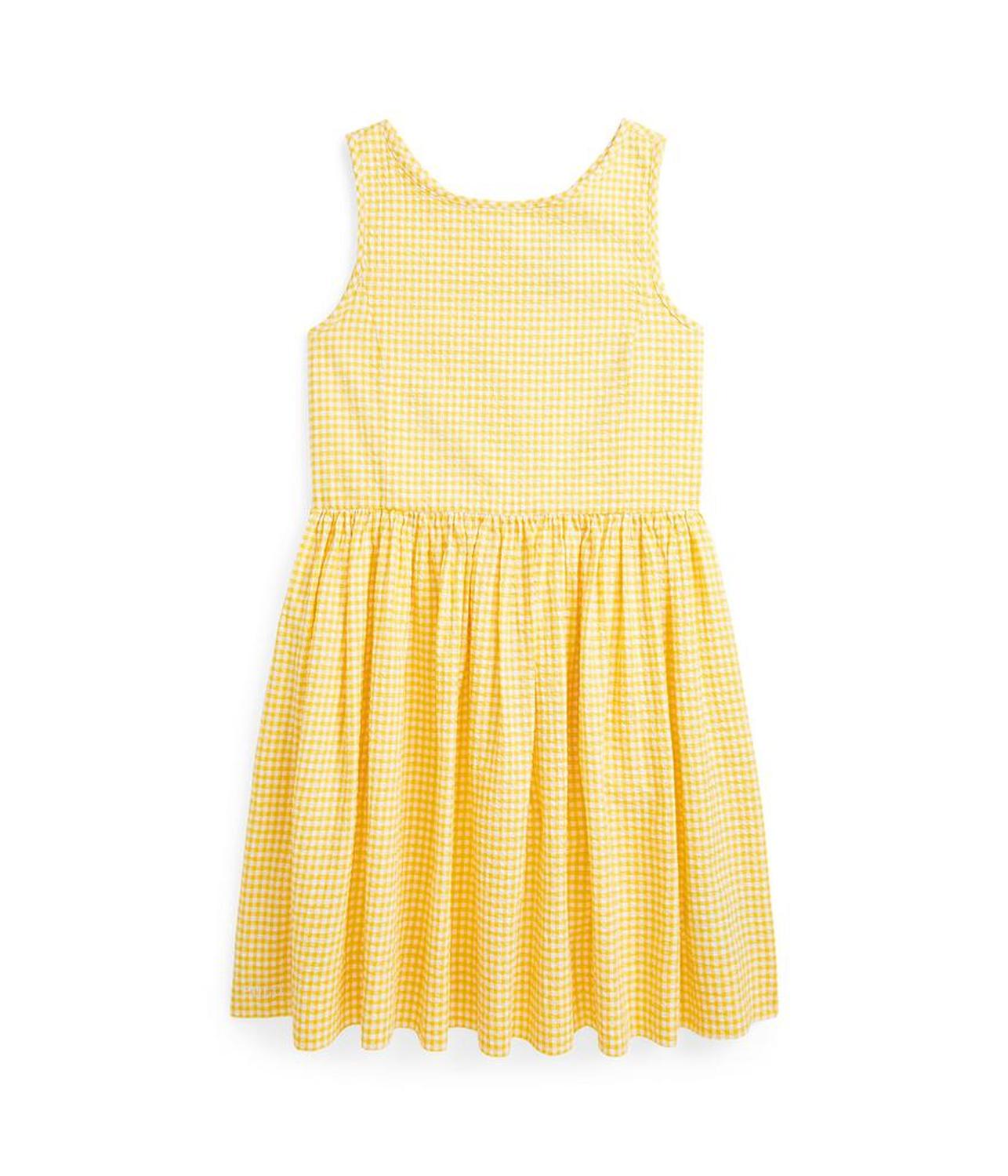 Gingham Cotton Seersucker Dress (Big Kid)