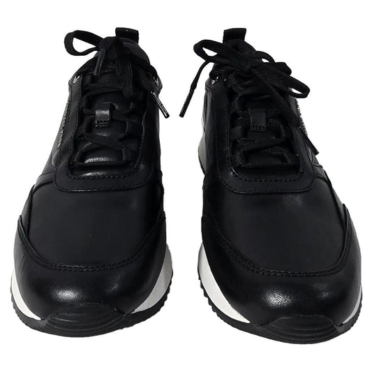 Allie Stride Trainer in Black Leather and Nylon